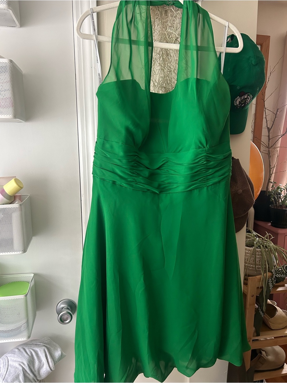 Jordan Emerald Green Halter Chiffon Prom Dress